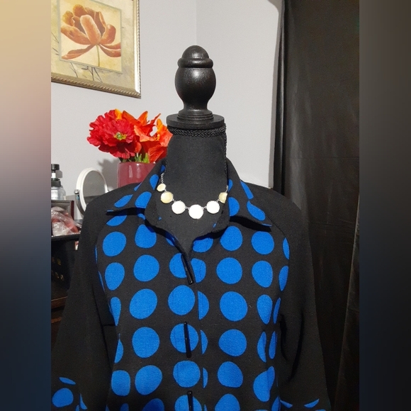 Ali Miles Ladies Black/Blue Polka Dot Blouse/Top - Picture 3 of 11